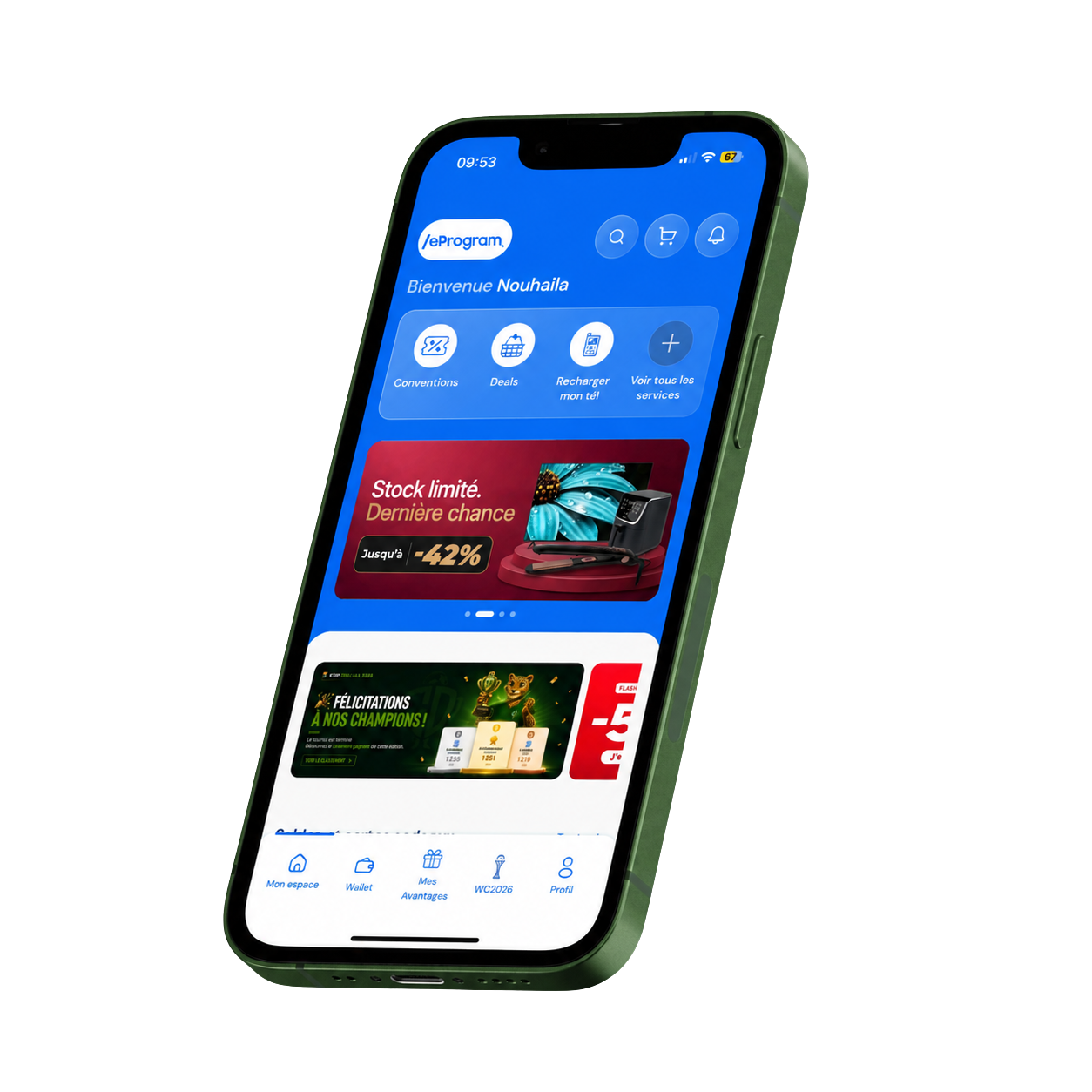Application eProgram affichee sur smartphone